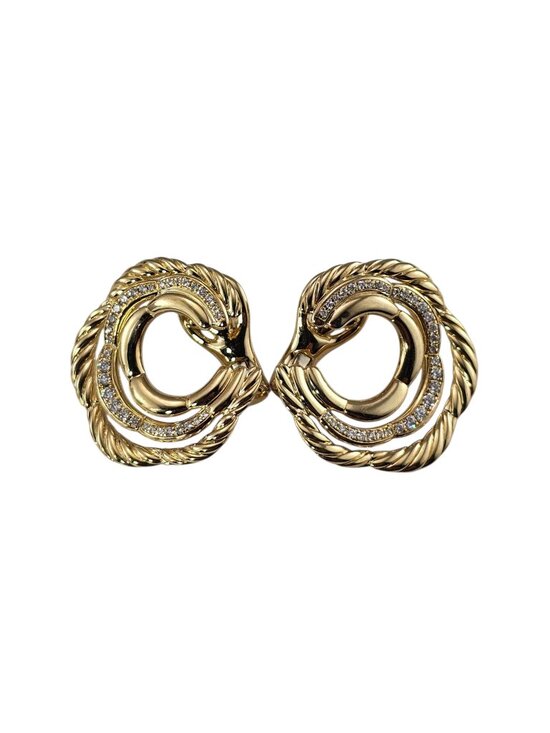 David Yurman Jewelry - David Yurman 18K Yellow Gold Diamond Cable Earrings #25712